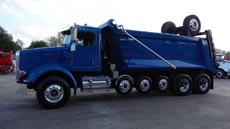 Peterbilt Super Dump Blue - Driver Front Angle Peterbilt Super Dump Blue - Driver Front Angle